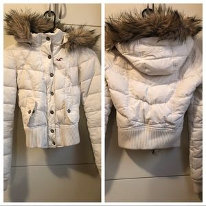 Hollister white parka